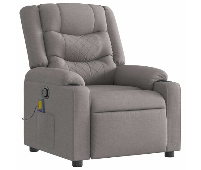 Sillón de masaje reclinable - sillón relax de tela gris taupé