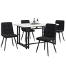Conjunto de sala de jantar 140x80cm - 4 cadeiras de veludo preto - Mesa de ferro preto