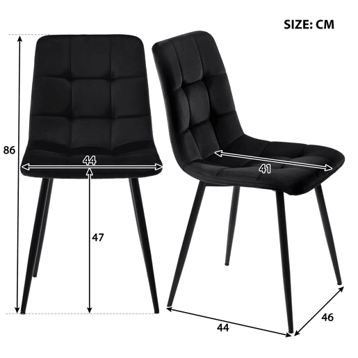 Conjunto de sala de jantar 140x80cm - 4 cadeiras de veludo preto - Mesa de ferro preto
