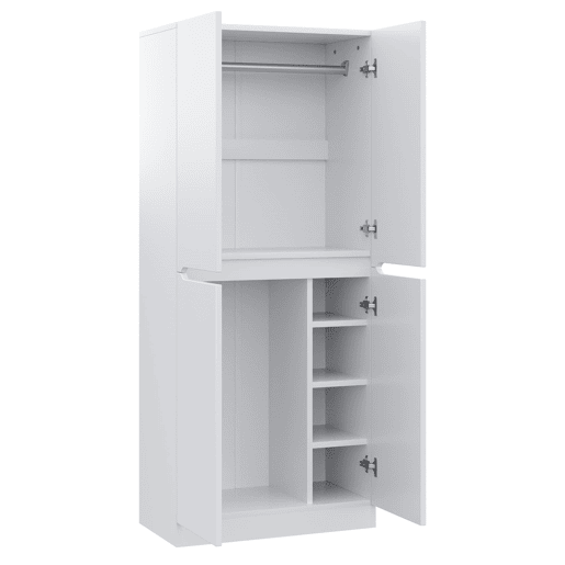 Armário roupeiro 70x40x170 cm - Porta dupla com pequeno compartimento de arrumação - Branco