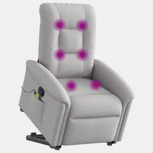 Poltrona elevatória de massagens - Poltrona relax tecido cinzento-nublado