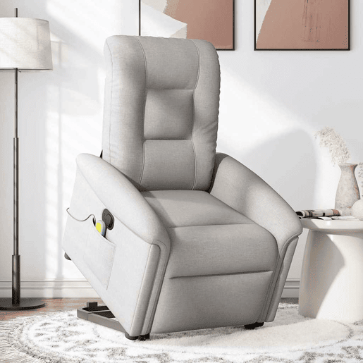 Poltrona elevatória de massagens - Poltrona relax tecido cinzento-nublado Poltrona elevatória de massagens - Poltrona relax tecido cinzento-nublado
