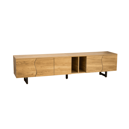 Móvel de TV 191x38 cm - 5 portas, design exclusivo, baixo - Natural Móvel de TV 191x38 cm - 5 portas, design exclusivo, baixo - Natural