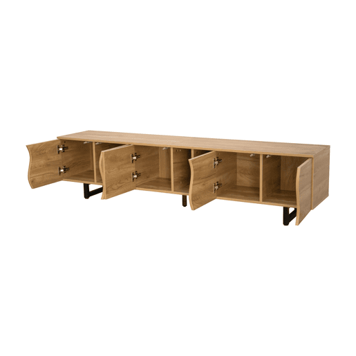 Móvel de TV 191x38 cm - 5 portas, design exclusivo, baixo - Natural Móvel de TV 191x38 cm - 5 portas, design exclusivo, baixo - Natural