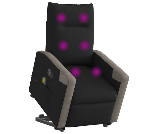 Sillón de masaje eléctrico reclinable - sillón relax elevable tela negro