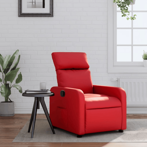 Poltrona reclinável - Poltrona relax couro artificial vermelho