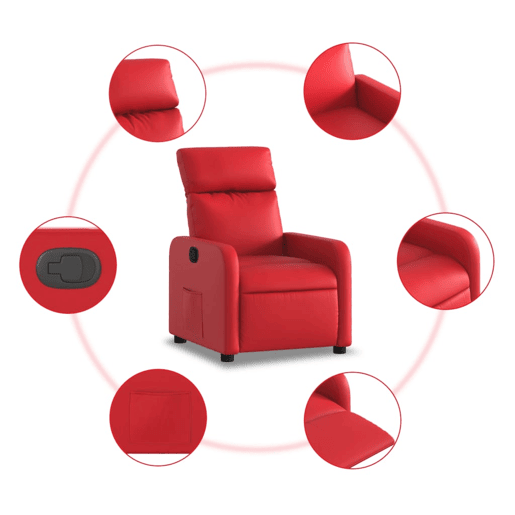 Poltrona reclinável - Poltrona relax couro artificial vermelho