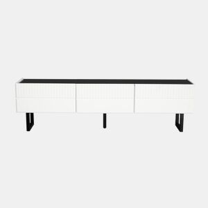 Móvel de TV 170x35 - 3 gavetas, baixo, design clássico - Branco e Preto