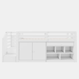 Cama infantil multifuncional 90x200 - com escada e arrumação - branco