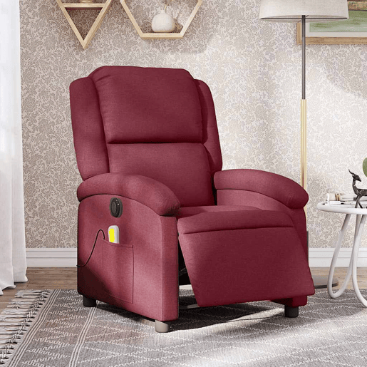 Poltrona reclinável de massagens - Poltrona relax elétrica tecido vermelho tinto