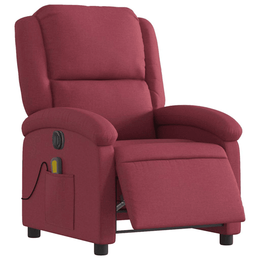 Poltrona reclinável de massagens - Poltrona relax elétrica tecido vermelho tinto