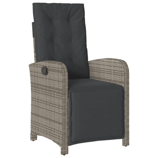 3 pcs conjunto bistrô - cadeiras de jardim - Cadeiras de exterior com almofadões vime PE cinza