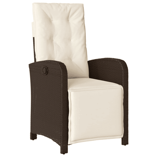 3 pcs conjunto bistrô - cadeiras de jardim - Cadeiras de exterior com almofadões vime PE castanho