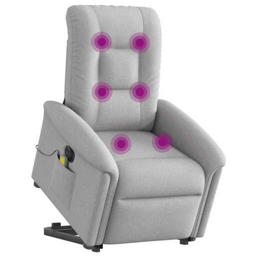 Poltrona elétrica elevatória massagens - Poltrona relax tecido cinzento-nublado Poltrona elétrica elevatória massagens - Poltrona relax tecido cinzento-nublado