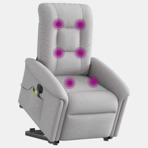 Poltrona elétrica elevatória massagens - Poltrona relax tecido cinzento-nublado
