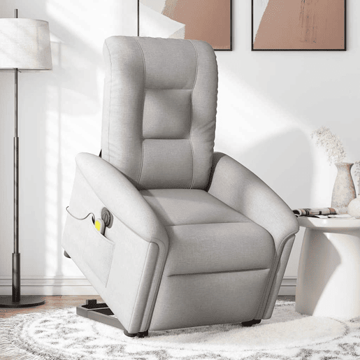 Poltrona elétrica elevatória massagens - Poltrona relax tecido cinzento-nublado Poltrona elétrica elevatória massagens - Poltrona relax tecido cinzento-nublado