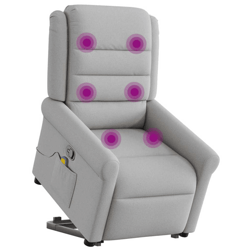 Poltrona elevatória de massagens - Poltrona relax tecido cinzento-nublado