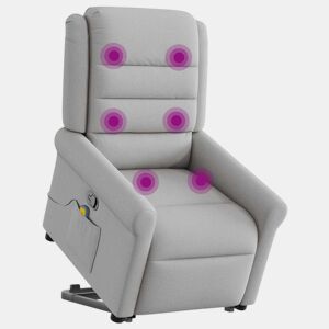 Poltrona elevatória de massagens - Poltrona relax tecido cinzento-nublado