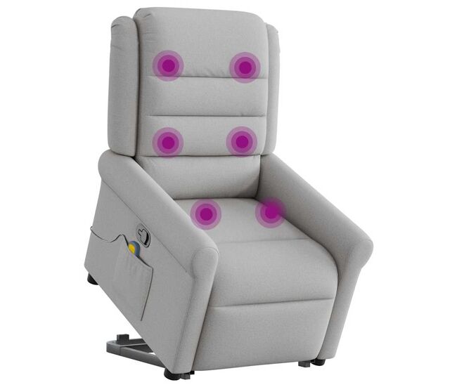 Sillón de masaje reclinable - sillón relax de pie de tela gris nube