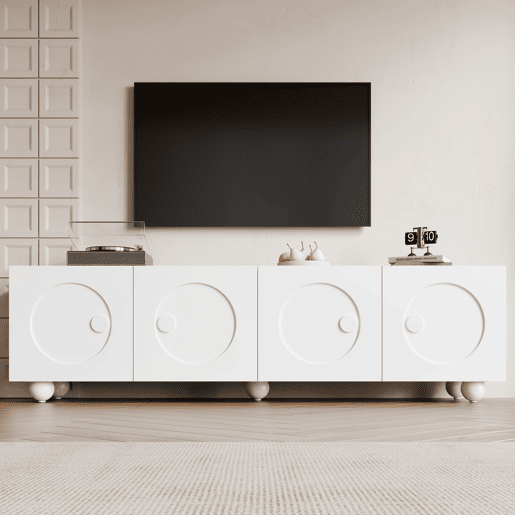 Móvel de TV 180x38 cm - Design moderno e baixo - Branco