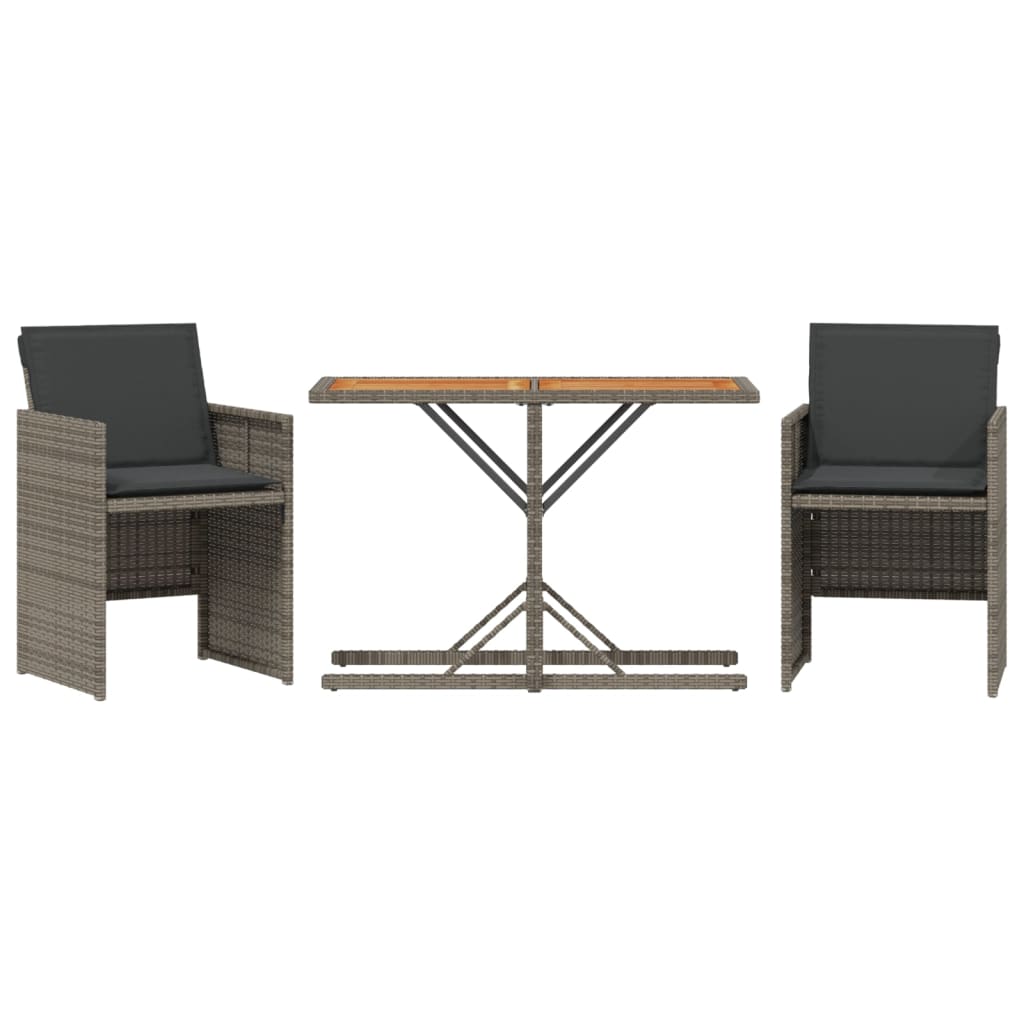 3 uds Sillas de jardín reclinables - Sillas de exterior Gris/ Madera