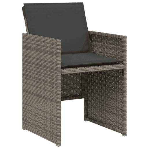 3 pcs conjunto bistrô - cadeiras de jardim - Cadeiras de exterior com almofadões vime PE cinza