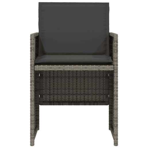 3 pcs conjunto bistrô - cadeiras de jardim - Cadeiras de exterior com almofadões vime PE cinza