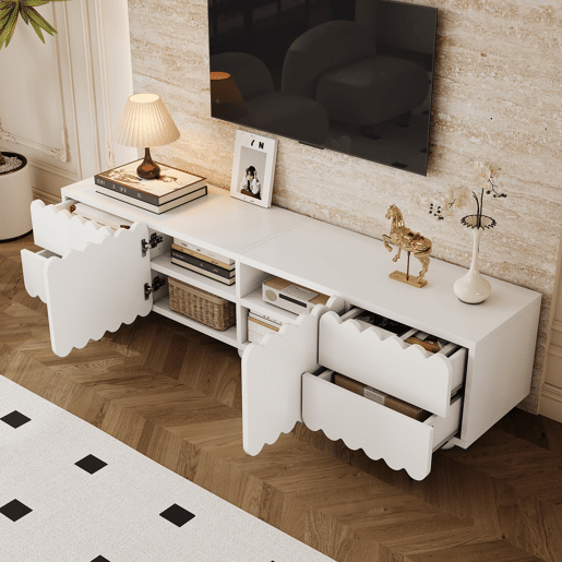 Móvel de TV 175x38 cm - Design moderno, baixo, elegante - Branco