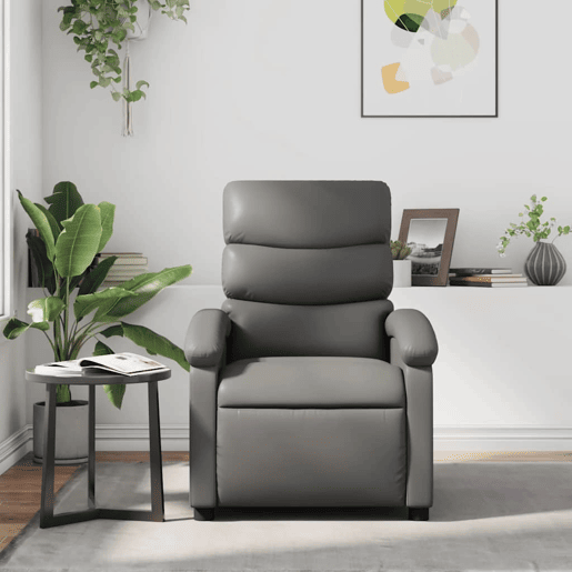 Poltrona reclinável - Poltrona relax couro artificial cinzento Poltrona reclinável - Poltrona relax couro artificial cinzento