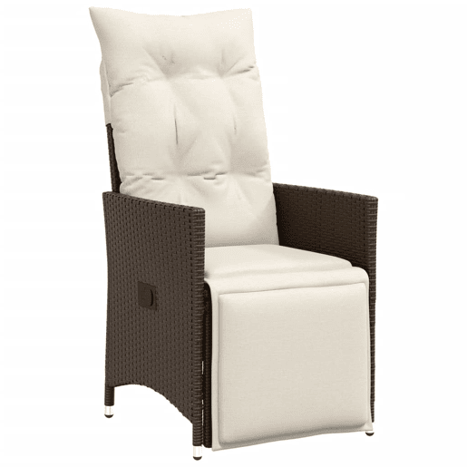 3 pcs conjunto bistrô - cadeiras de jardim - Cadeiras de exterior com almofadões vime PE castanho