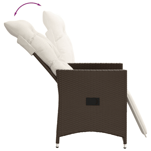 3 pcs conjunto bistrô - cadeiras de jardim - Cadeiras de exterior com almofadões vime PE castanho