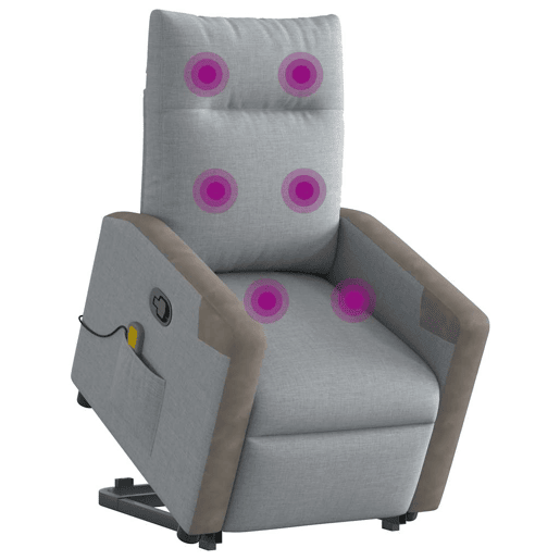 Poltrona reclinável massagens - Poltrona relax tecido cinzento-claro