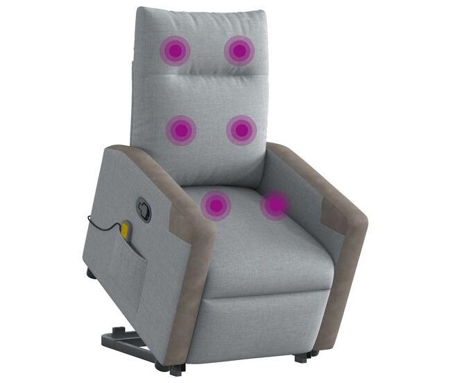 Sillón de masaje reclinable - sillón relax de pie de tela gris claro