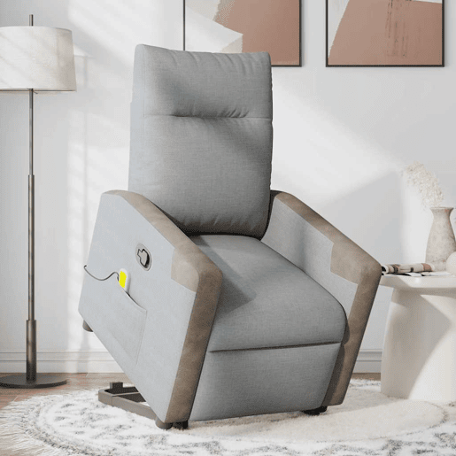 Poltrona reclinável massagens - Poltrona relax tecido cinzento-claro