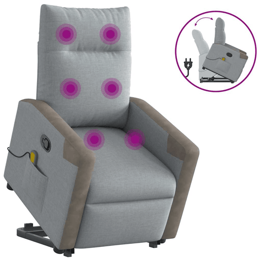 Poltrona reclinável massagens - Poltrona relax tecido cinzento-claro
