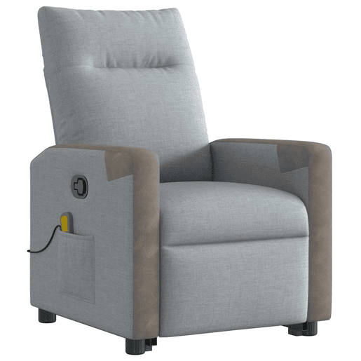 Poltrona reclinável massagens - Poltrona relax tecido cinzento-claro
