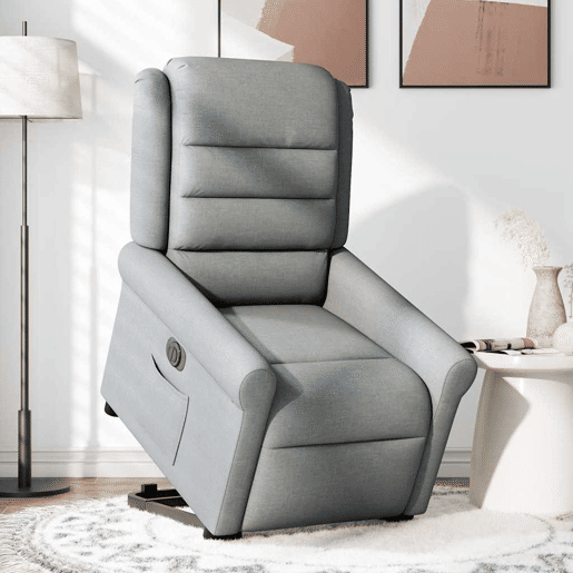 Poltrona reclinável - Poltrona relax elétrica tecido cinzento-claro