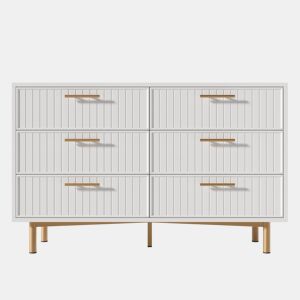 Cômoda 120x40x75 cm - 6 gavetas, design moderno, branco