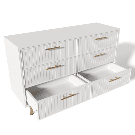 Cômoda 120x40x75 cm - 6 gavetas, design moderno, branco