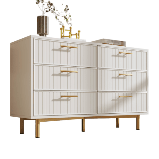 Cômoda 120x40x75 cm - 6 gavetas, design moderno, branco