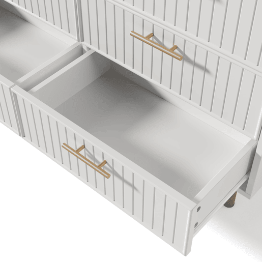 Cômoda 120x40x75 cm - 6 gavetas, design moderno, branco