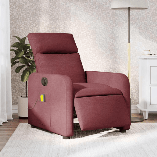 Poltrona reclinável de massagens - Poltrona relax elétrica tecido vermelho tinto