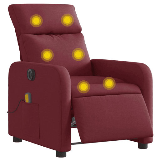 Poltrona reclinável de massagens - Poltrona relax elétrica tecido vermelho tinto