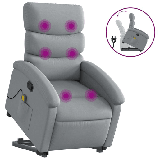 Poltrona reclinável massagens - Poltrona relax tecido cinzento-claro