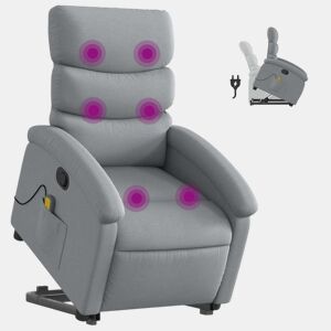 Poltrona reclinável massagens - Poltrona relax tecido cinzento-claro