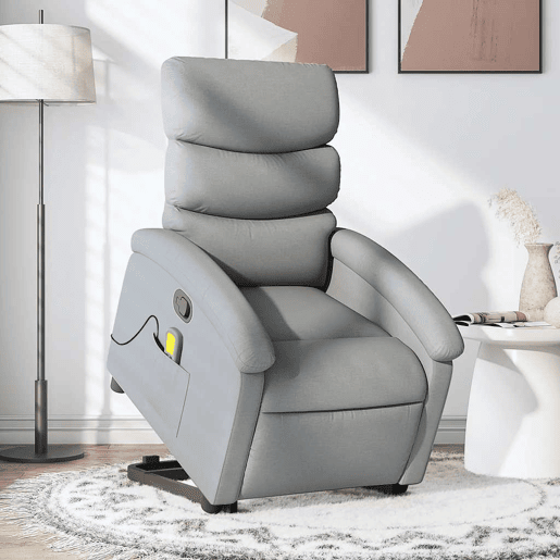 Poltrona reclinável massagens - Poltrona relax tecido cinzento-claro