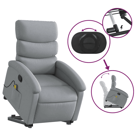 Poltrona reclinável massagens - Poltrona relax tecido cinzento-claro
