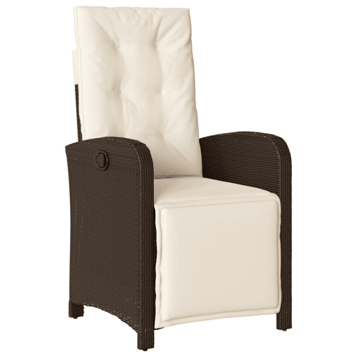 3 pcs conjunto bistrô - cadeiras de jardim - Cadeiras de exterior com almofadões vime PE castanho
