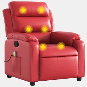 Poltrona de massagens reclinável - Poltrona relax couro artificial vermelho