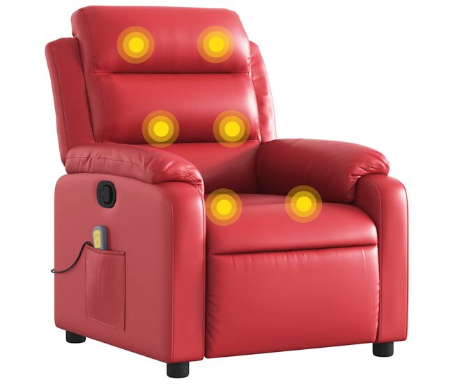Sillón de masaje reclinable - sillón relax cuero sintético rojo